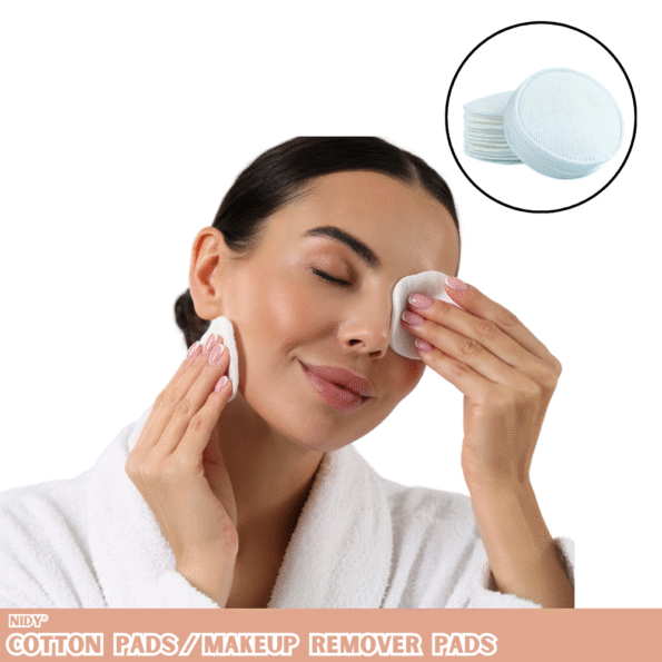 Nidy soft disposable cotton pads for skincare and makeup removal.