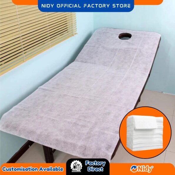 Non-woven medical bedsheet with face hole.