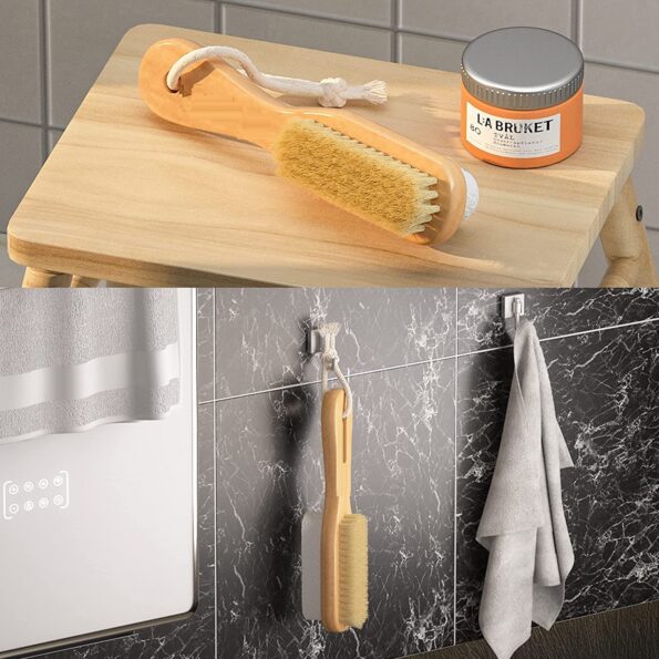 Natural bristle brush and pumice stone combo for callus removal and smooth skin.
