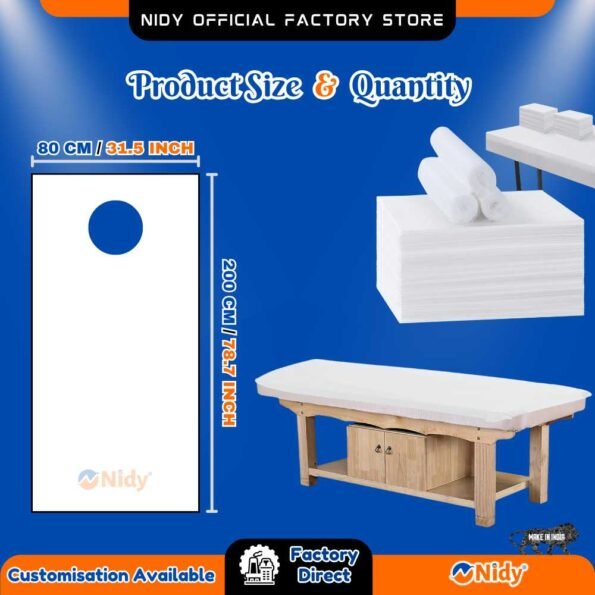 Close-up of face hole in Nidy disposable sheet.
