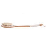 Eco-Friendly Luxury: Bamboo Long Handle Curved Bath Brush.