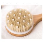Eco-Friendly Luxury: Bamboo Long Handle Curved Bath Brush.
