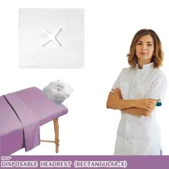 Nidy Fitted Rectangular Face Rest Covers with X-Cut in White.