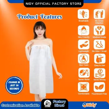 White spa skirt wrap for personal care and hygiene.