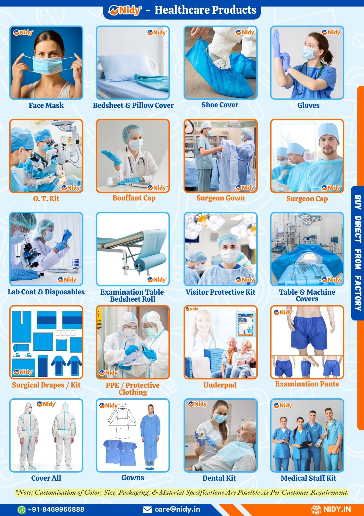 Nidy all-purpose disposable range – versatile single-use solutions for daily hygiene.