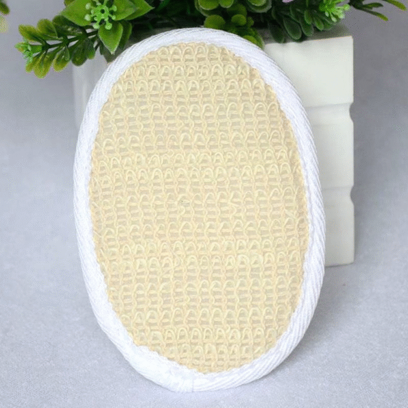 Compostable exfoliating loofah sponge for shower routines.