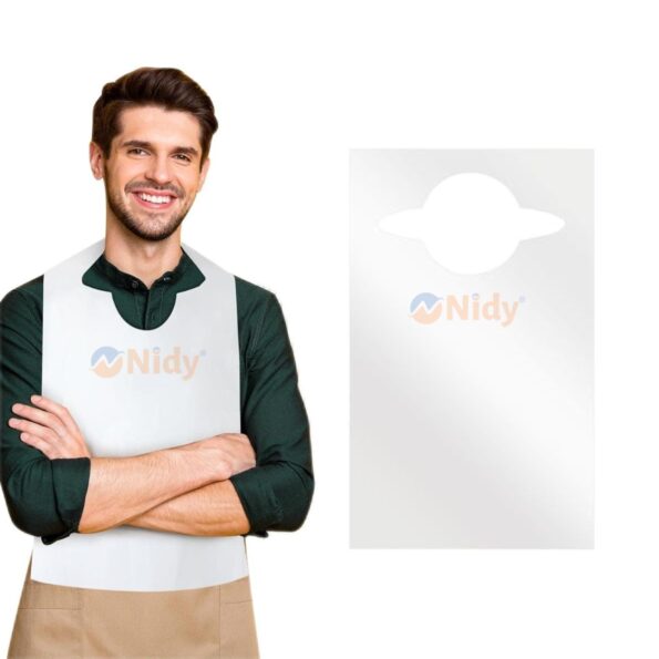Disposable waterproof adult bibs for seafood boil and BBQ.