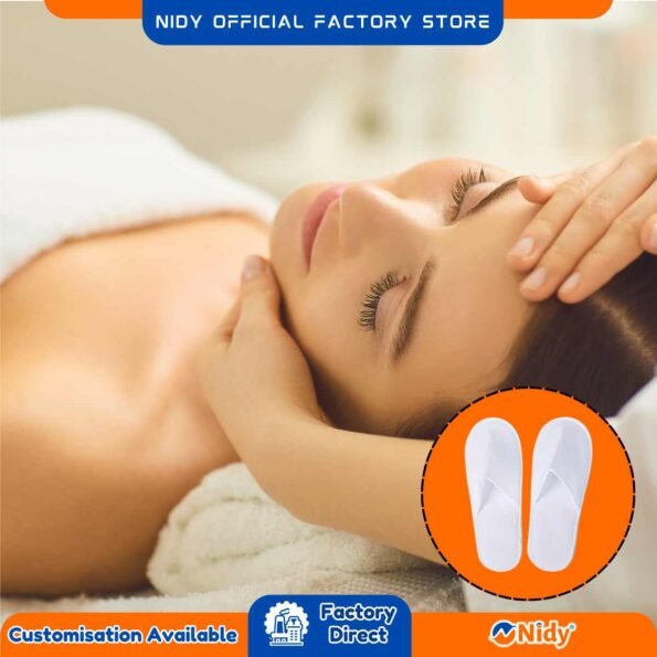 Nidy non-slip disposable slippers for indoor use.