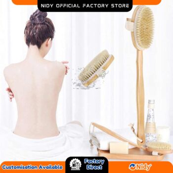 Long-Handled Bamboo Bath Body Brush | Bamboo Body Brush with Long Handle | Natural Bristle Shower Scrubber for Deep Cleaning, Exfoliation, and Hard-to-Reach Areas – Ideal for Daily Bath and Skincare Routine