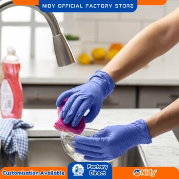 Nitrile Gloves for Cleaning, Household, Kitchen, Washing, Dusting – Latex-Free Disposable Gloves