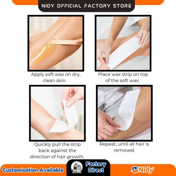 Nidy wax strips for facial hair removal.