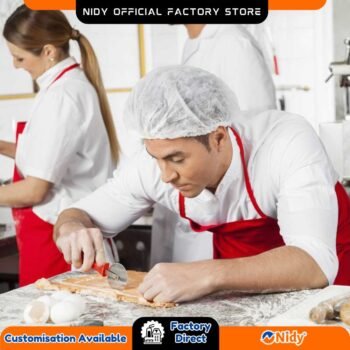 Nidy Disposable Bouffant Cap for Hotel Staff Use – White Non-Woven Hair Cover.