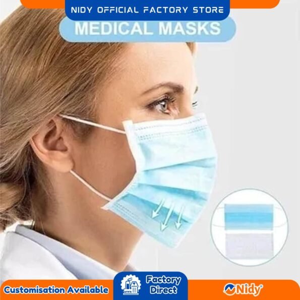 3 Ply Face Mask with Ear Loops – Disposable, Breathable Protection.