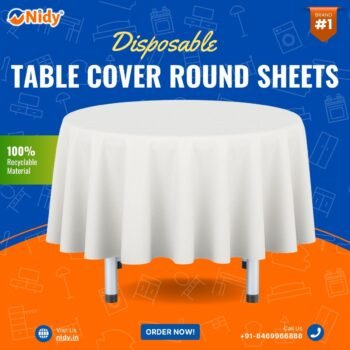 Disposable Round Table Covers – Water Repellent Nonwoven Table Sheets for Hotels, Restaurants, Banquets, Catering & Travel Use