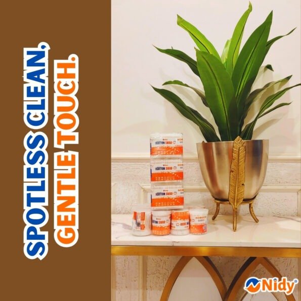 Hygienic cotton buds with soft tips – NIDY round jar for daily care