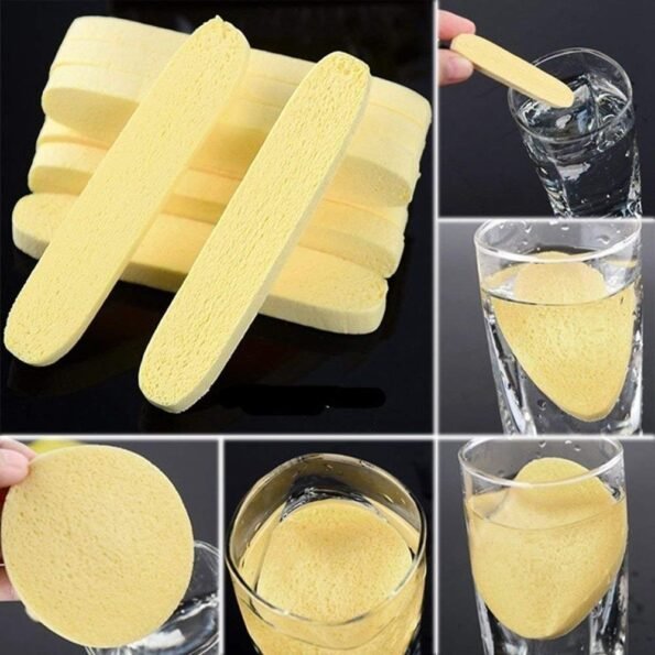 Compact travel-friendly compressed face sponge by Nidy.