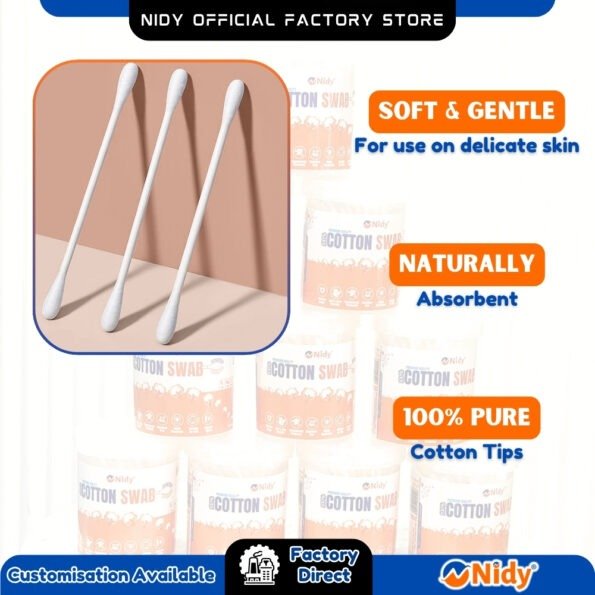 NIDY soft tip cotton swabs – multipurpose use for hygiene and beauty